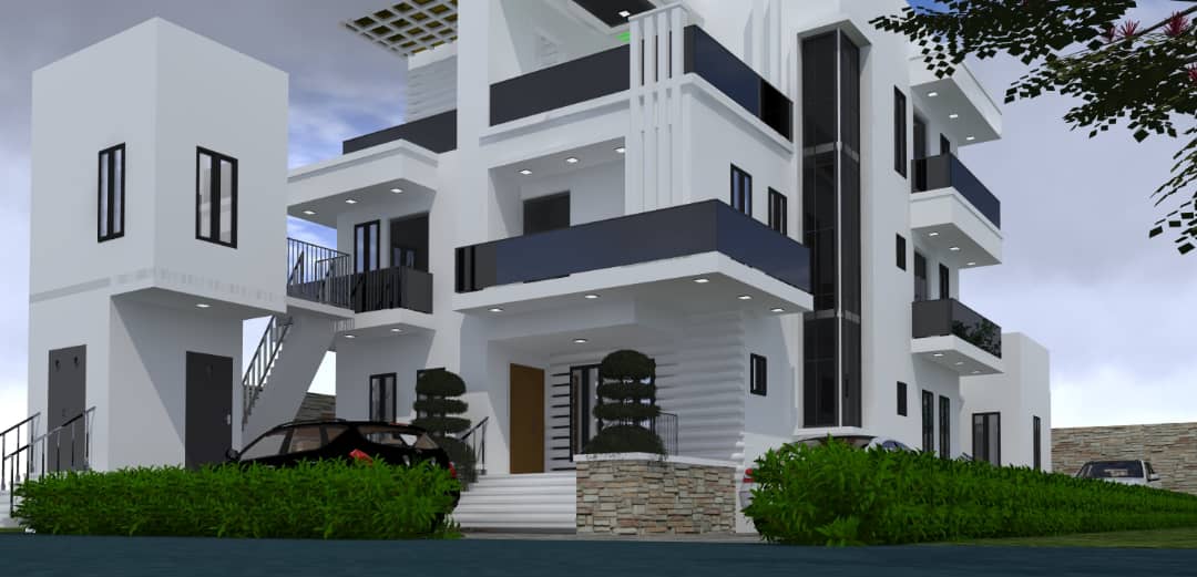 Terraced duplex of 4 bedroom and 2 bedroom behind on a tarred rd @ etete 450m asking price