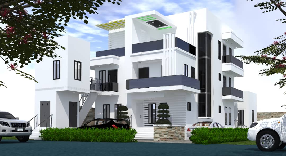 Terraced duplex of 4 bedroom and 2 bedroom behind on a tarred rd @ etete 450m asking price